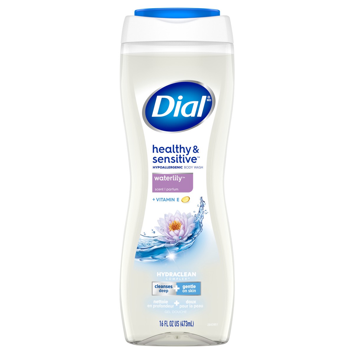 slide 1 of 3, Dial Body Wash, Healthy & Sensitive Waterlily, 16 fl oz, 16 fl oz