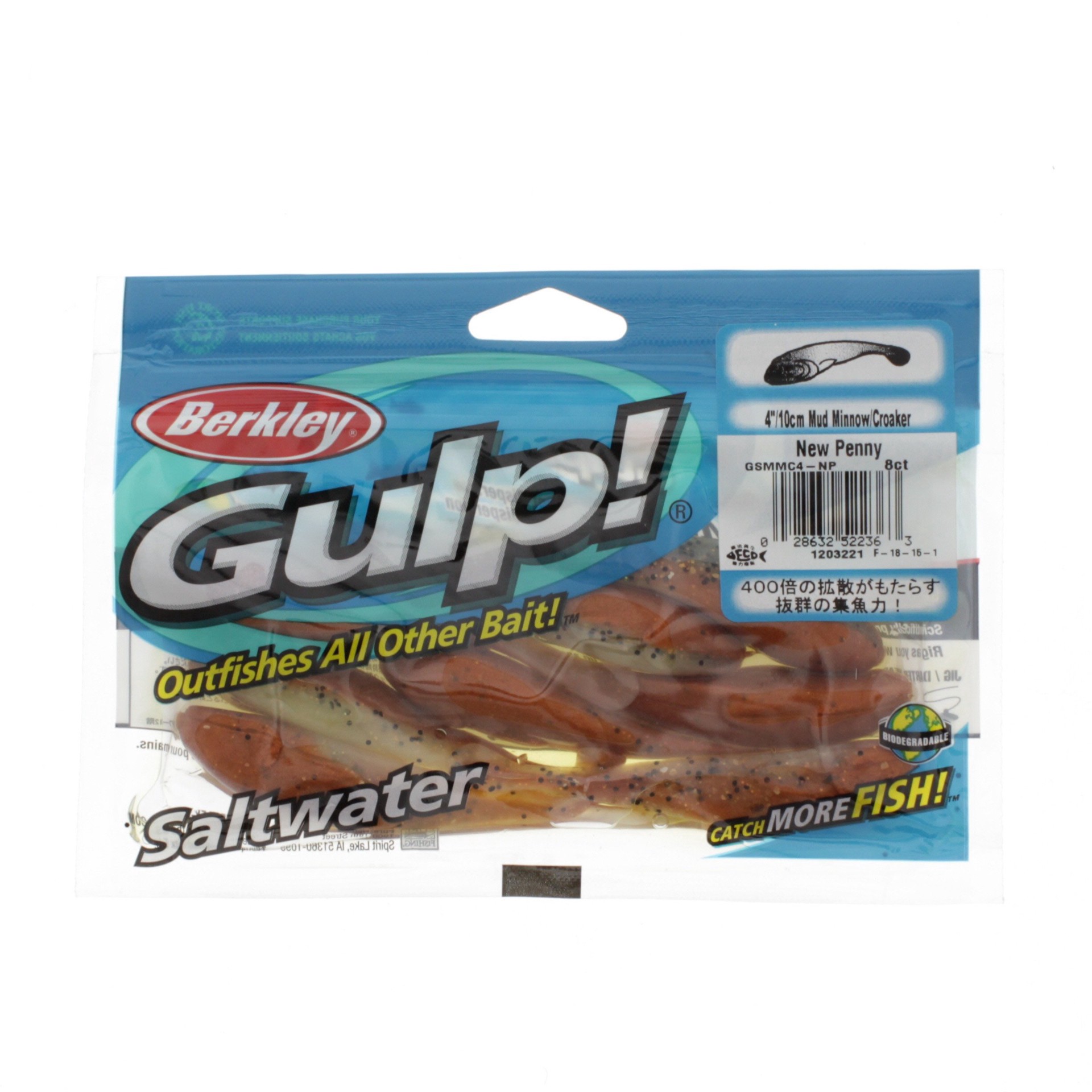 slide 1 of 1, Berkley New Penny 4" Gulp! Mud Minnow/ Croaker Bait, 8 ct