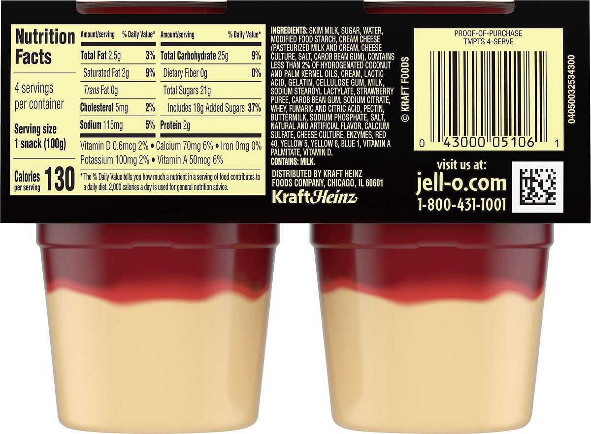 slide 5 of 9, Jell-O Temptations Strawberry Ready-to-Eat Cheesecake Snacks, 4 ct Cups, 14.1 oz