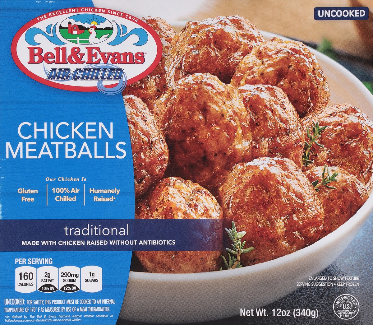 slide 7 of 13, Bell & Evans Chicken Meatballs, Traditional, 12 Oz, 12 oz