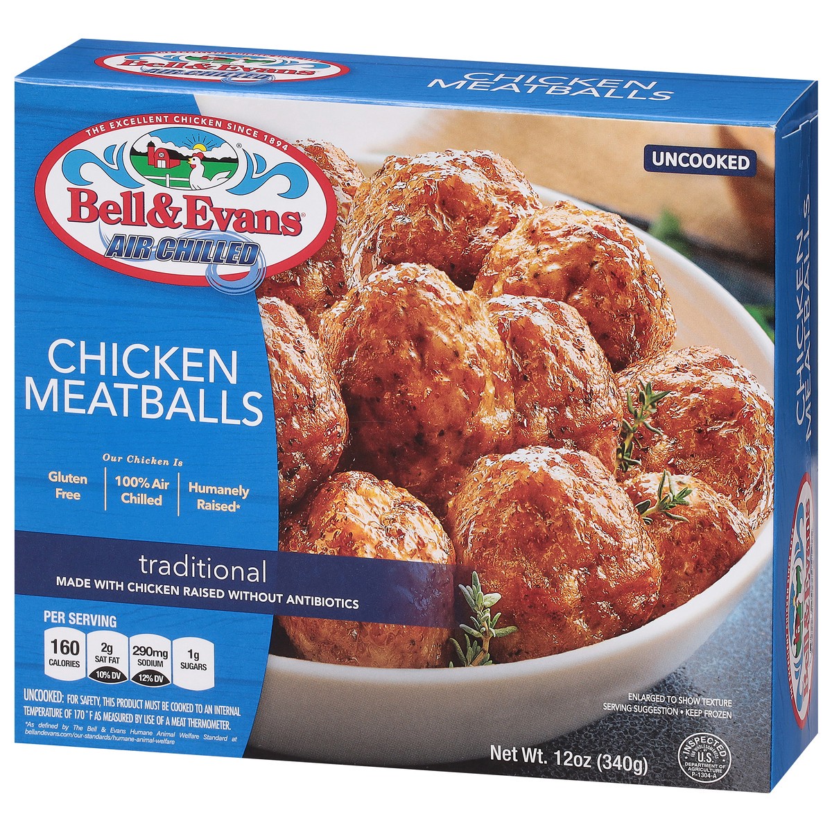 slide 6 of 13, Bell & Evans Chicken Meatballs, Traditional, 12 Oz, 12 oz