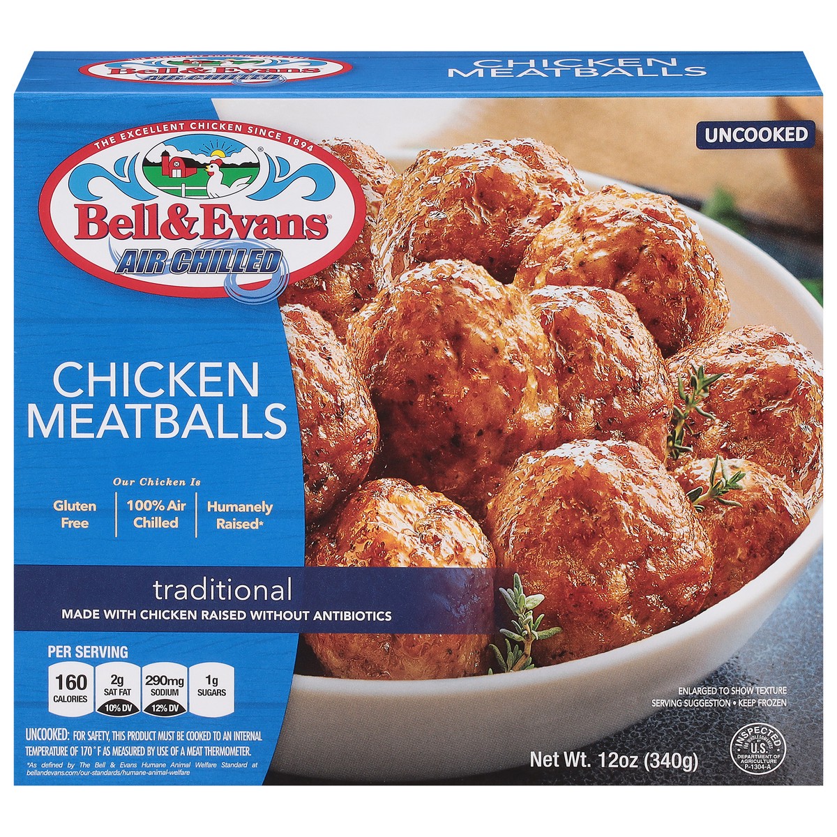 slide 1 of 13, Bell & Evans Chicken Meatballs, 12 oz