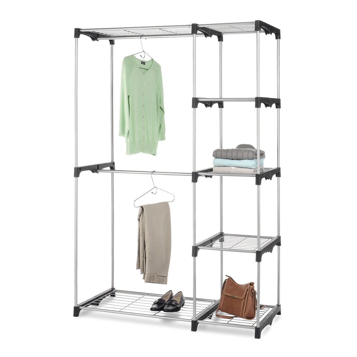 slide 4 of 4, Whitmor Double Rod Closet Organizer Kit - Silver/Black, 1 ct