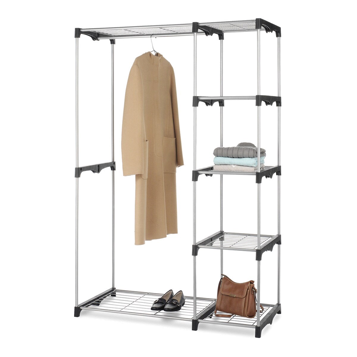 slide 2 of 4, Whitmor Double Rod Closet Organizer Kit - Silver/Black, 1 ct