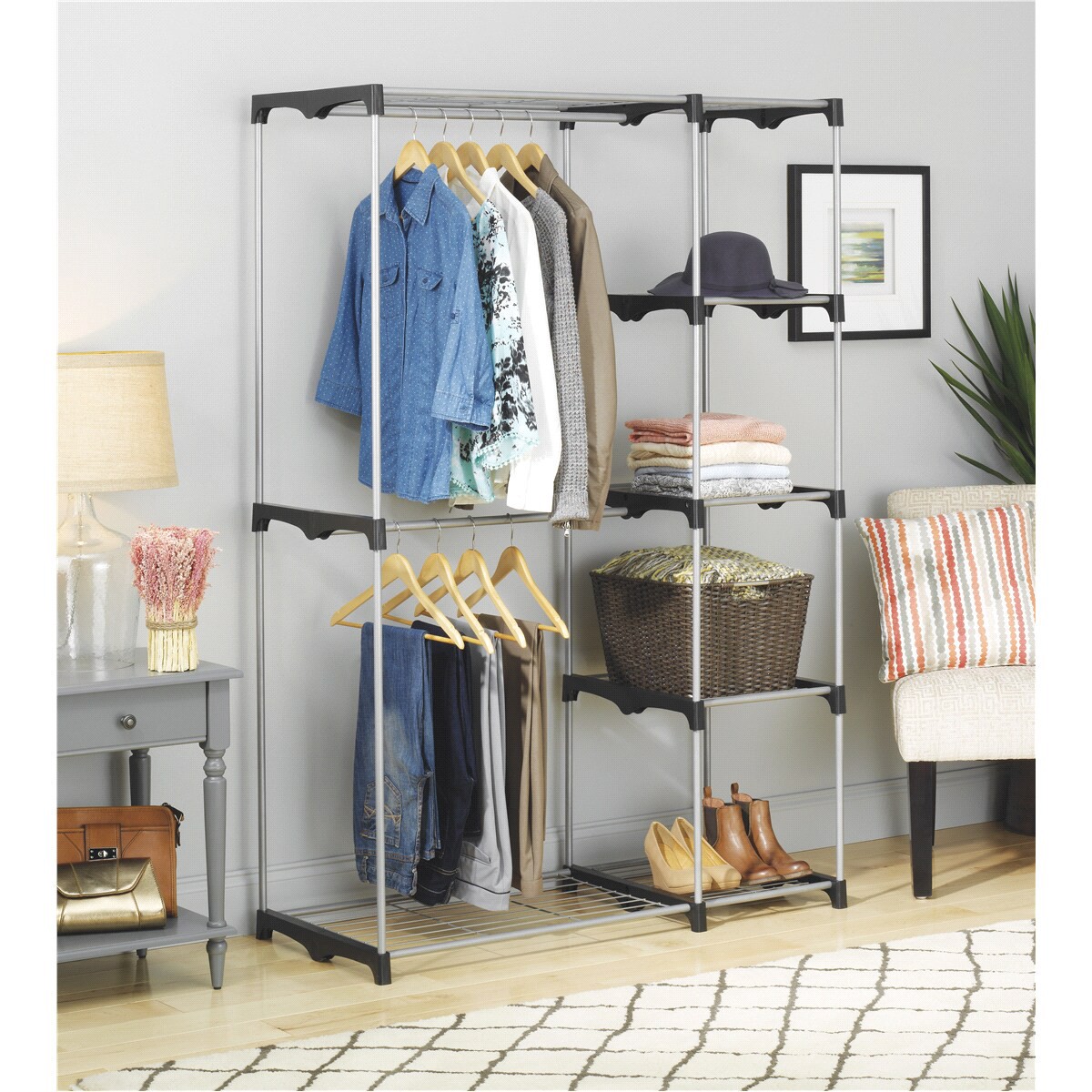 slide 3 of 4, Whitmor Double Rod Closet Organizer Kit - Silver/Black, 1 ct