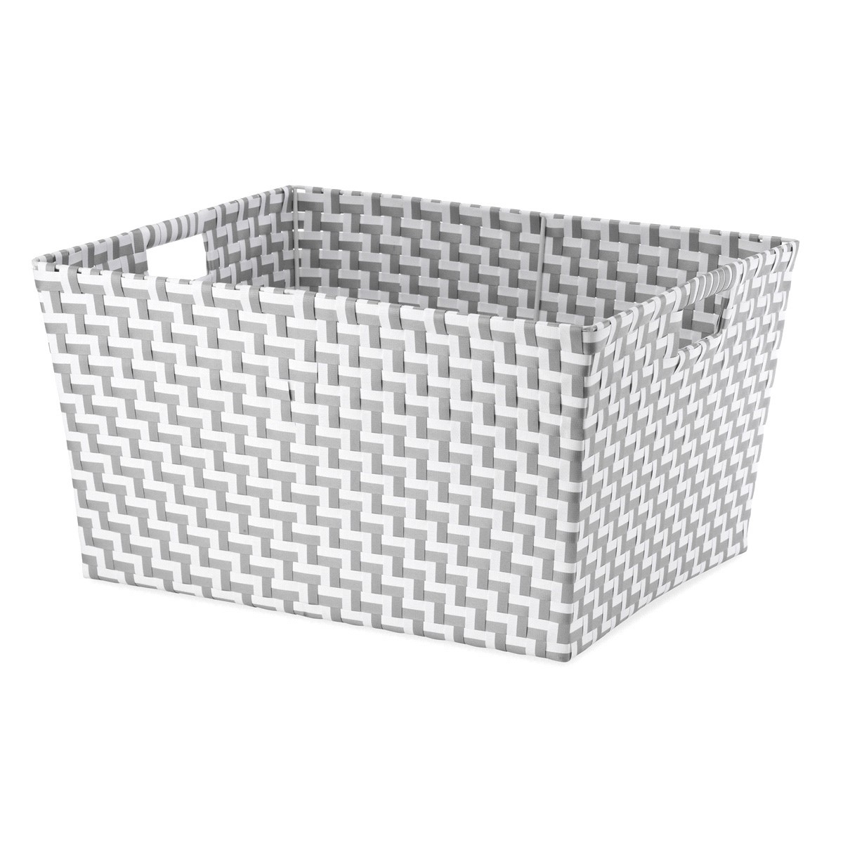slide 1 of 1, Whitmor Resin Strap Basket -Gray & White Chevron, 1 ct