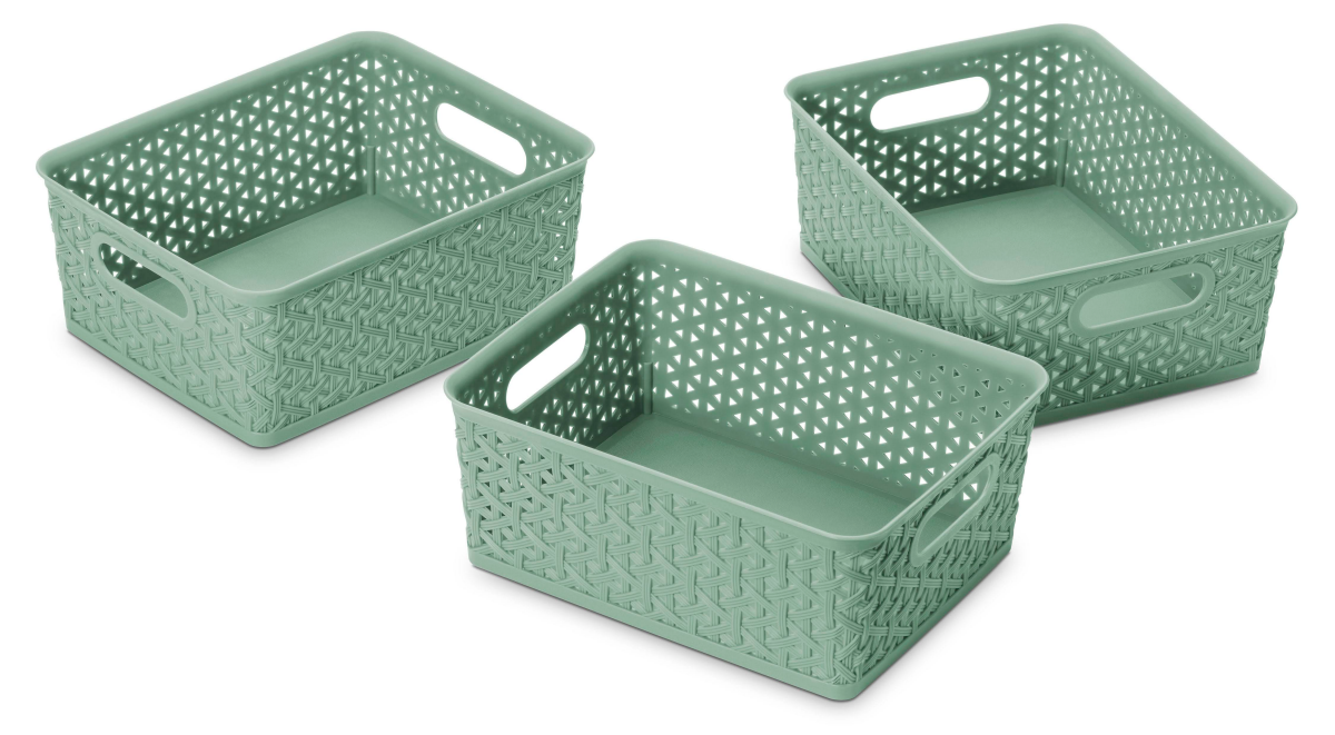 slide 1 of 4, Whitmor Resin Sm Strge Tote-S/3 Loden Frost, SM