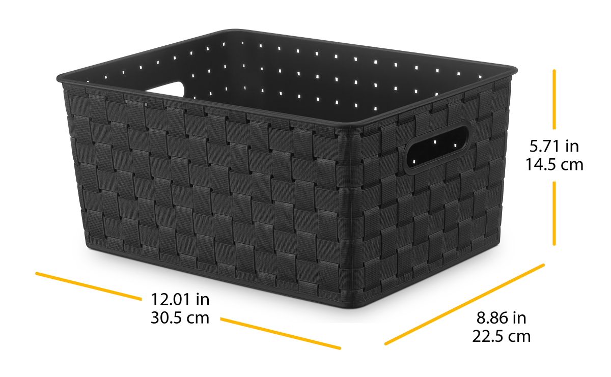 slide 3 of 4, Whitmor Medium Woven Storage Basket Black, 1 ct