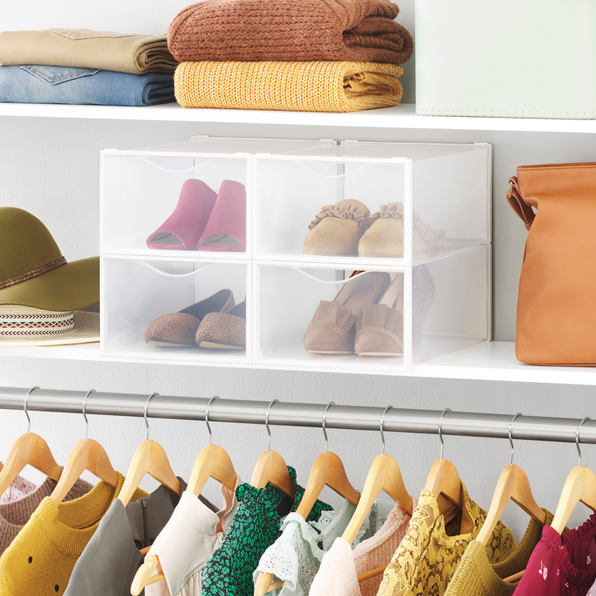 slide 3 of 5, Whitmor Stackable Shoe Boxes Set of 4, 1 ct