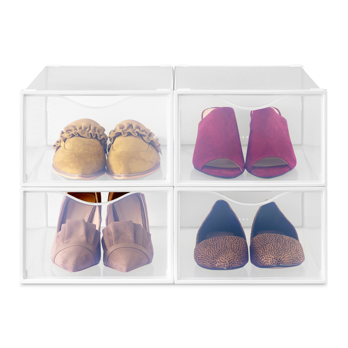 slide 5 of 5, Whitmor Stackable Shoe Boxes Set of 4, 1 ct