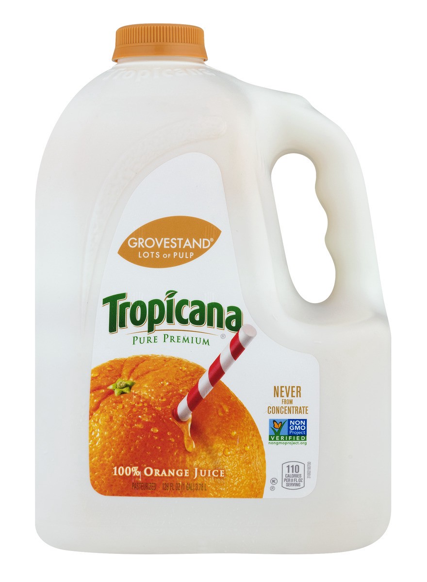 slide 1 of 8, Tropicana Pure Premium Grovestand Lots of Pulp Orange Juice - 128 fl oz, 128 fl oz