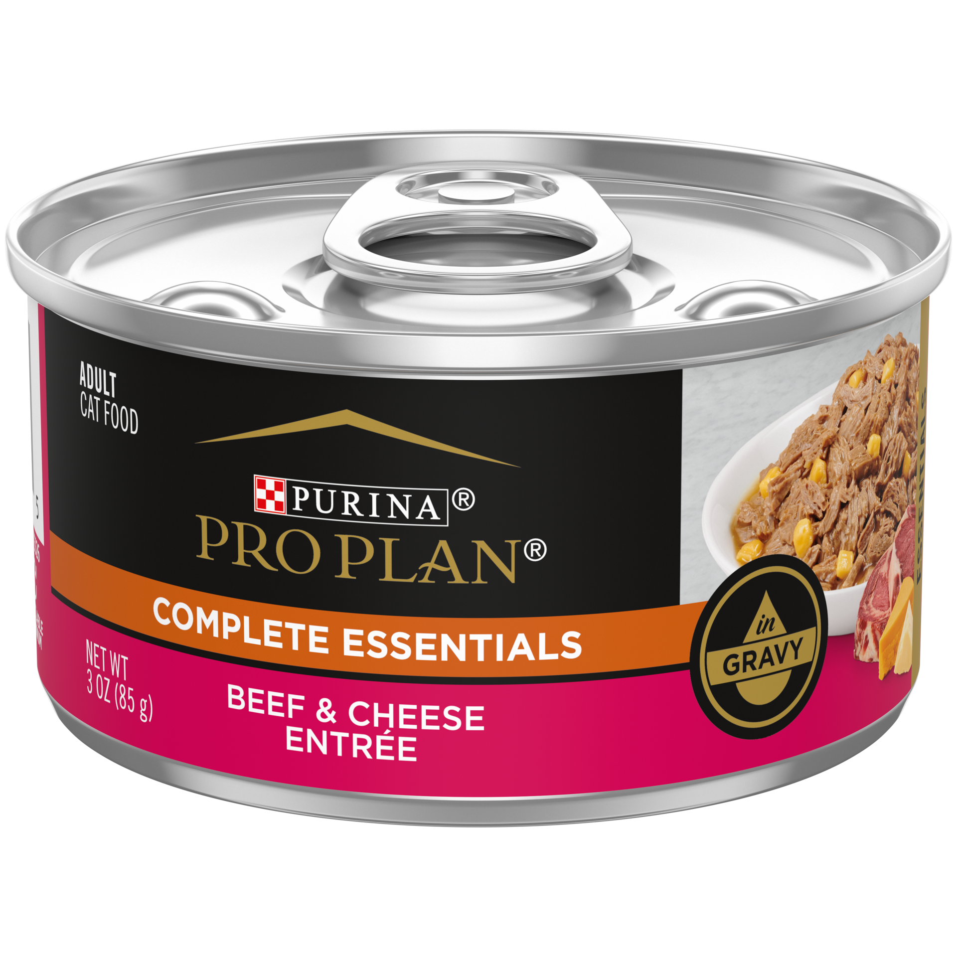 slide 1 of 2, Pro Plan Purina Pro Plan High Protein Wet Cat Food in Gravy, Beef and Cheese Entree, 3 oz