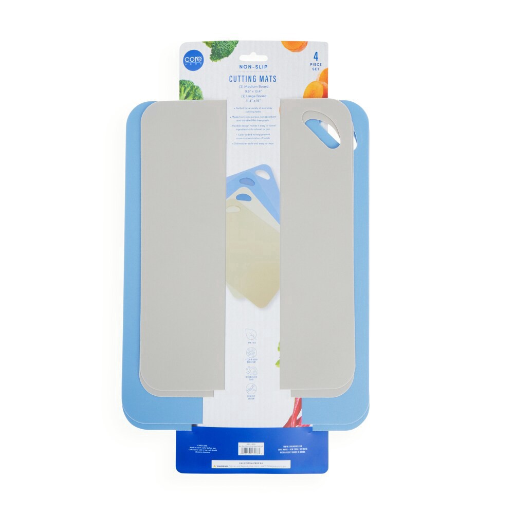 slide 1 of 2, Pack Non Slip Cutting Board Mats Medium/Large Blue/Grey, 4 ct