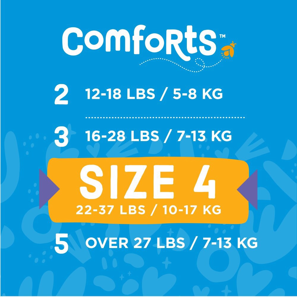 slide 3 of 6, Comforts Size 4 Day Or Night Diapers Super Value Box, 144 ct