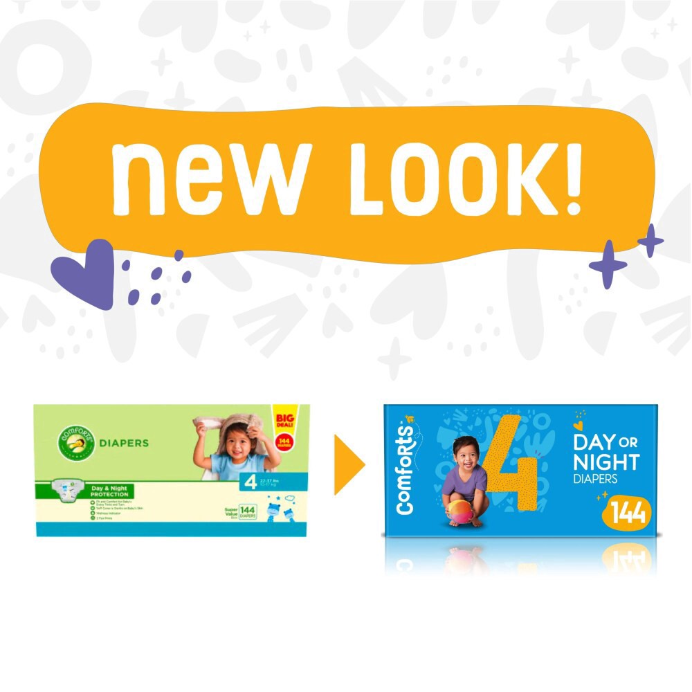 slide 4 of 6, Comforts Size 4 Day Or Night Diapers Super Value Box, 144 ct