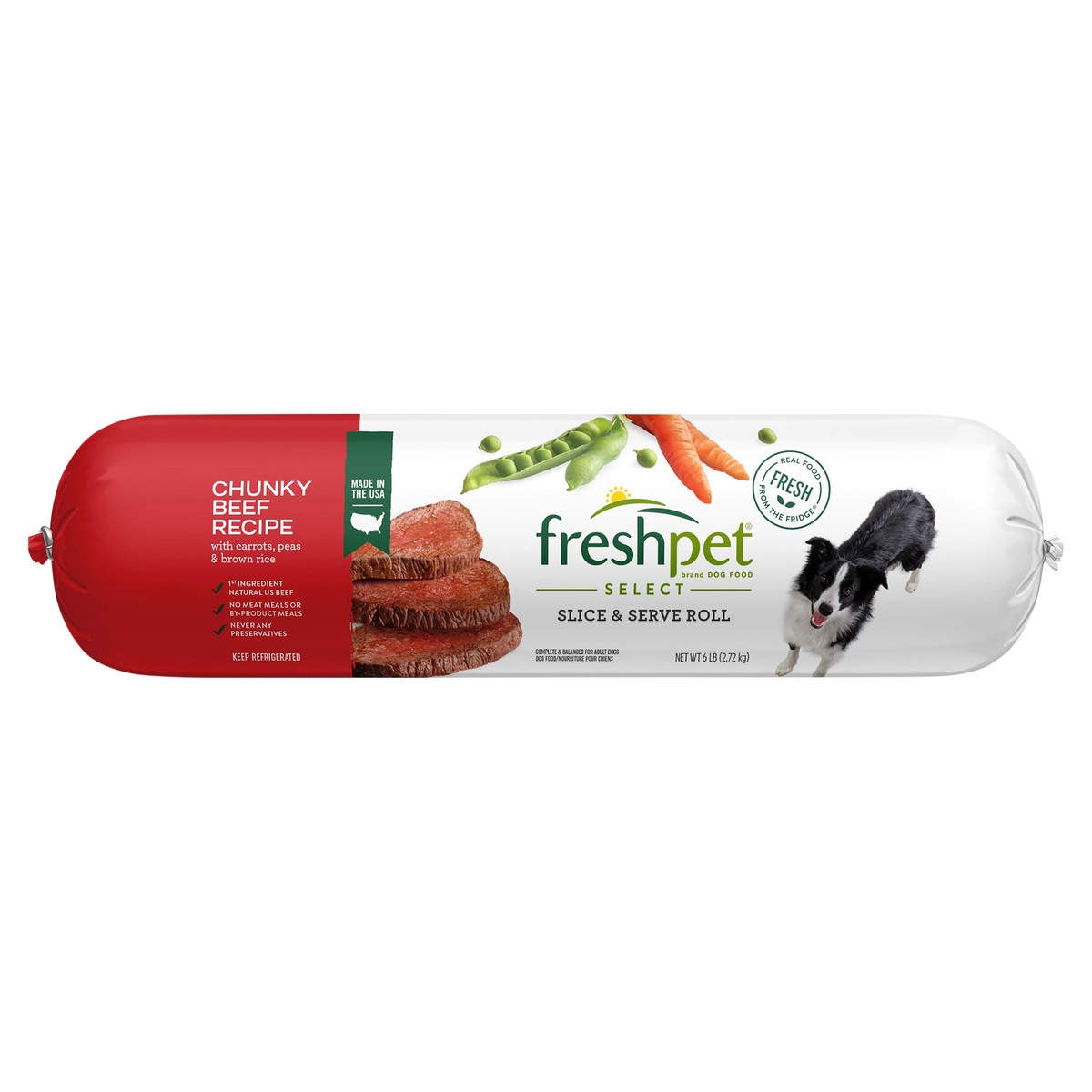 slide 4 of 4, Freshpet Healthy & Natural Dog Food, Fresh Beef Roll, 6 lb, 6 lb