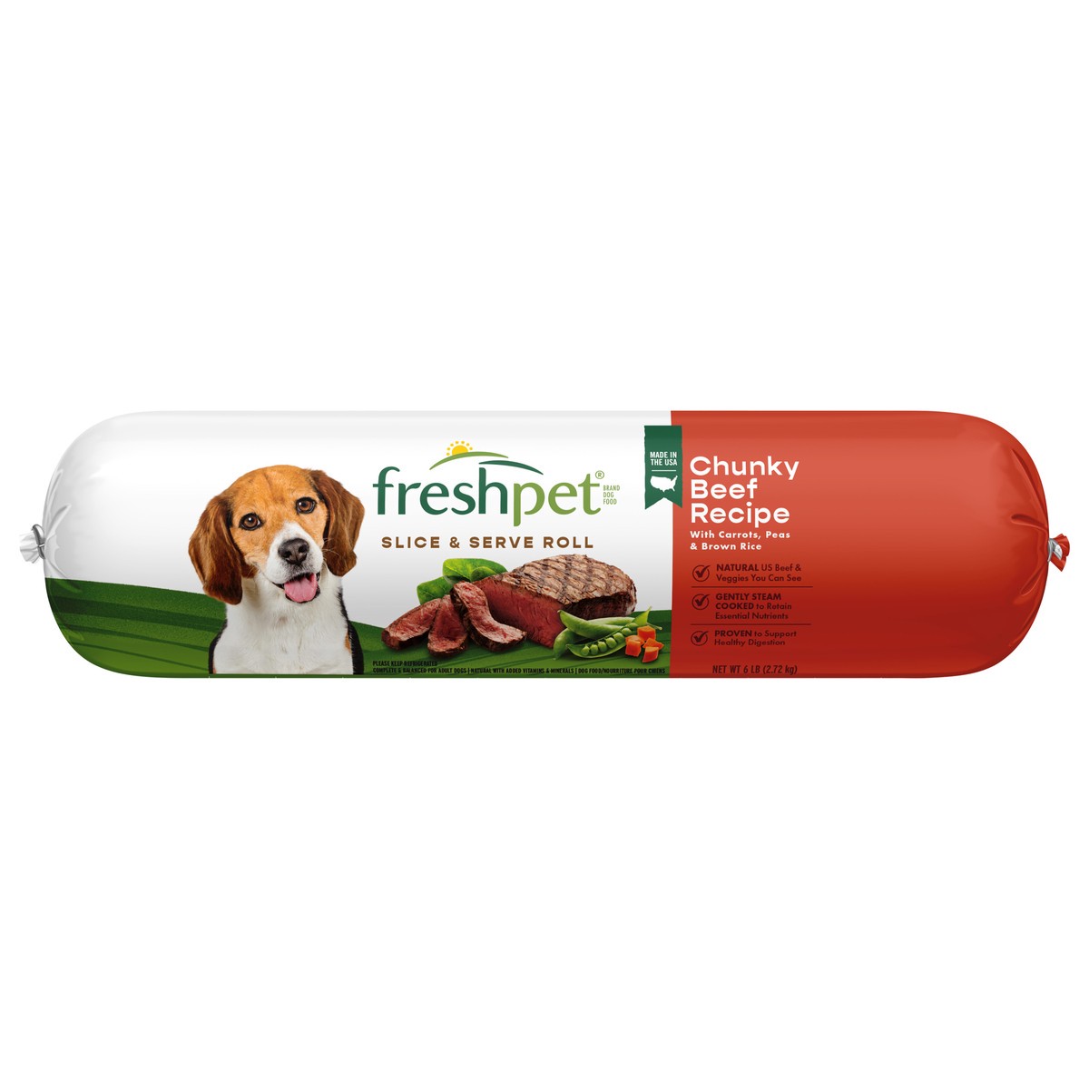 slide 1 of 4, Freshpet Healthy & Natural Dog Food, Fresh Beef Roll, 6 lb, 6 lb