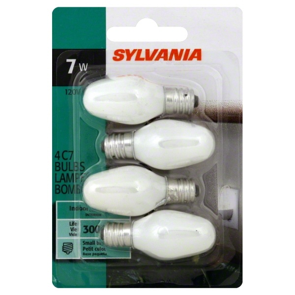 slide 1 of 1, Sylvania Light Bulbs C7 7W, 4 ct