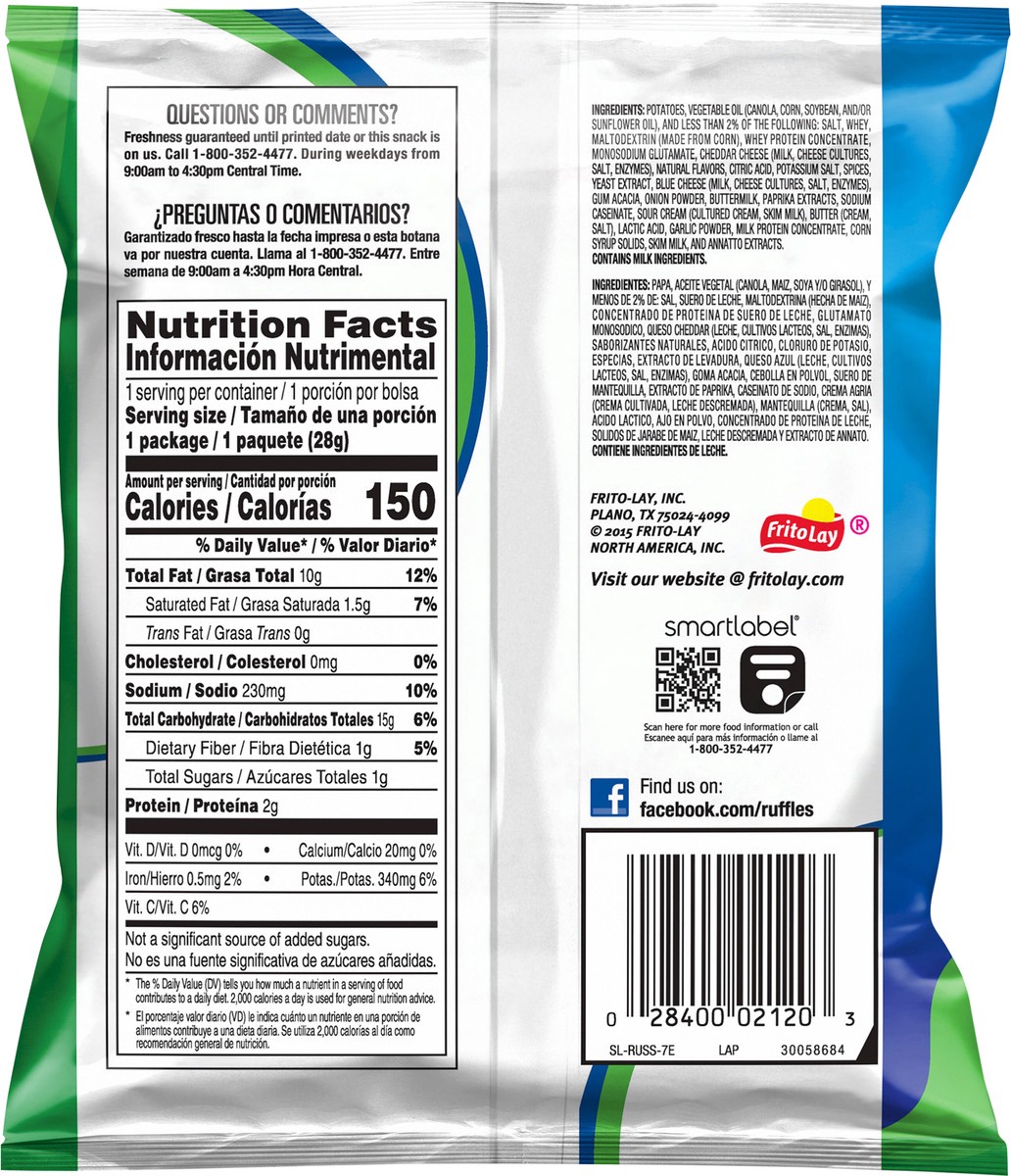 slide 5 of 8, Ruffles Cheese Potato Chips, 1 oz