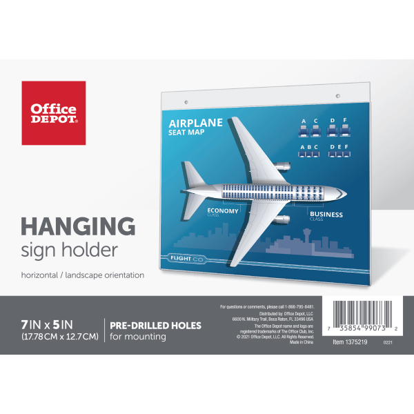 slide 2 of 2, Office Depot® Brand Stand-Up Sign Holder, Vertical, 7""H x 5""W, Clear, 1375219, 1 ct