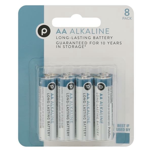slide 1 of 1, Publix Batteries, Alkaline, AA, 8 Pack, 8 ct