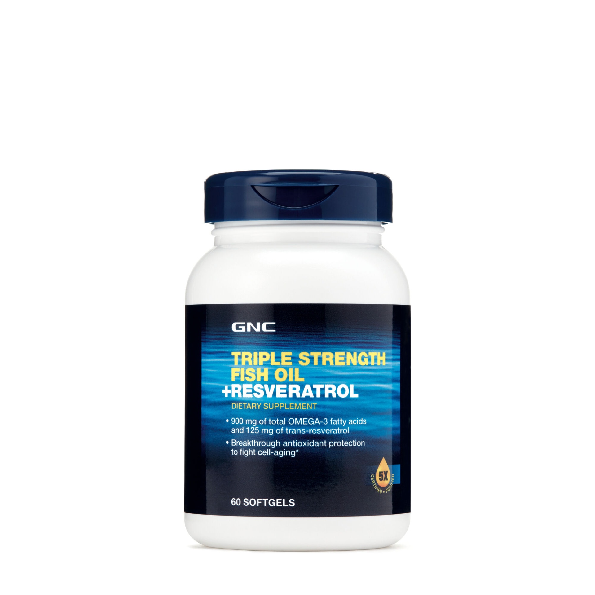 slide 1 of 1, GNC Triple Strength Fish Oil +Resveratrol, 60 ct