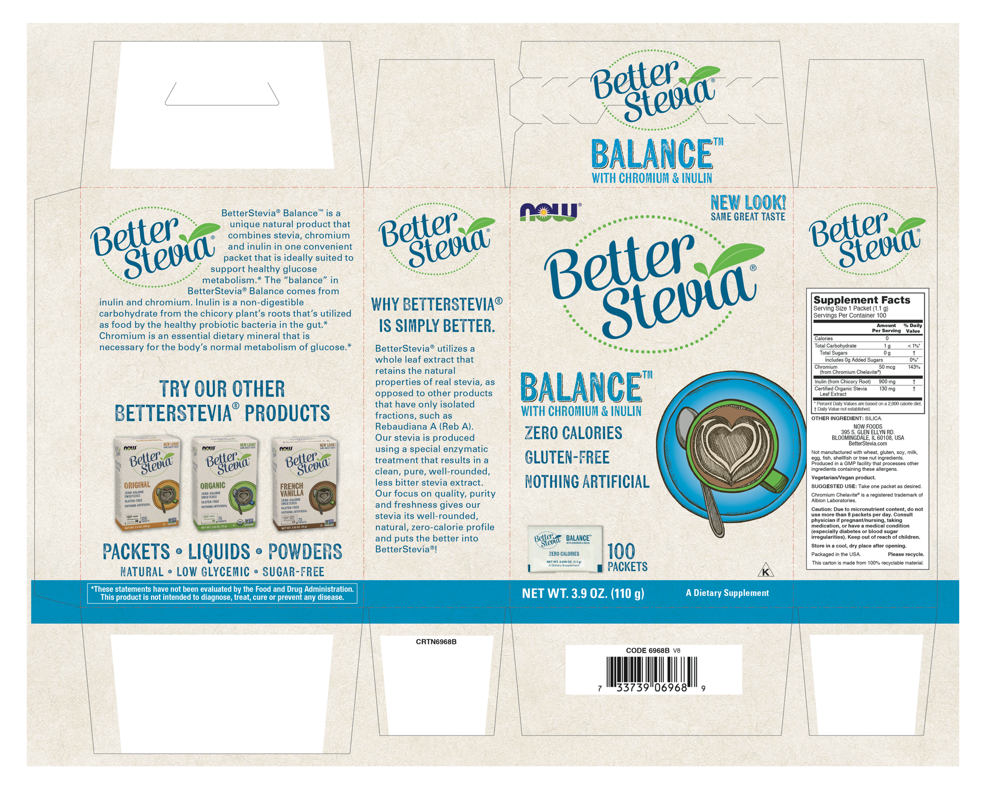 slide 3 of 3, NOW Foods BetterStevia Balance™ with Chromium & Inulin - 100 Packets, 100 ct