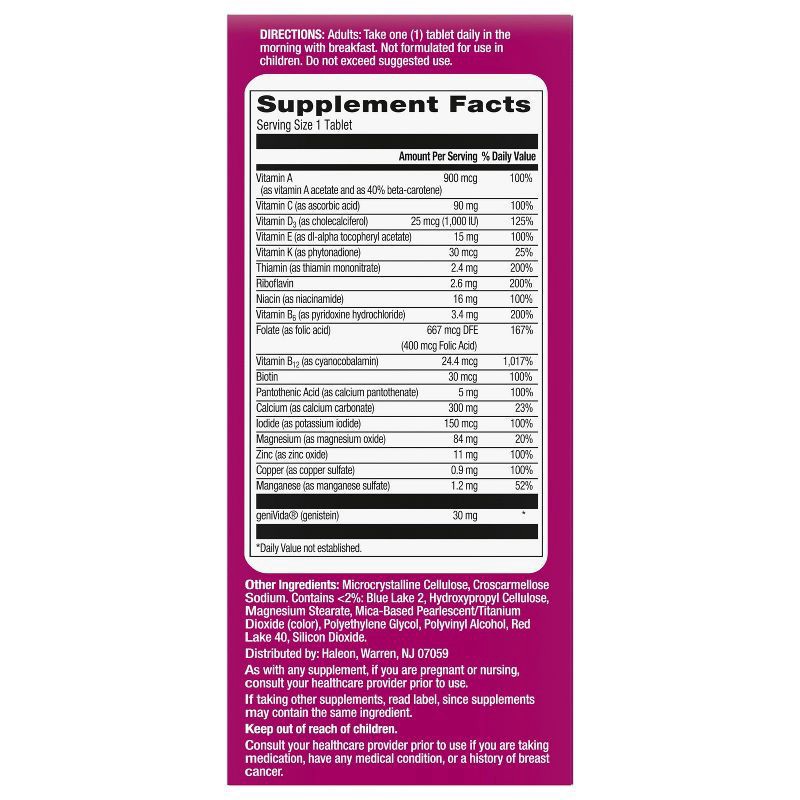 slide 6 of 7, Centrum Complete Multivitamin Supplement + Hot Flash Support Menopause Support Tablets, With Clinically Studied geniVida, 30 Count, 30 ct