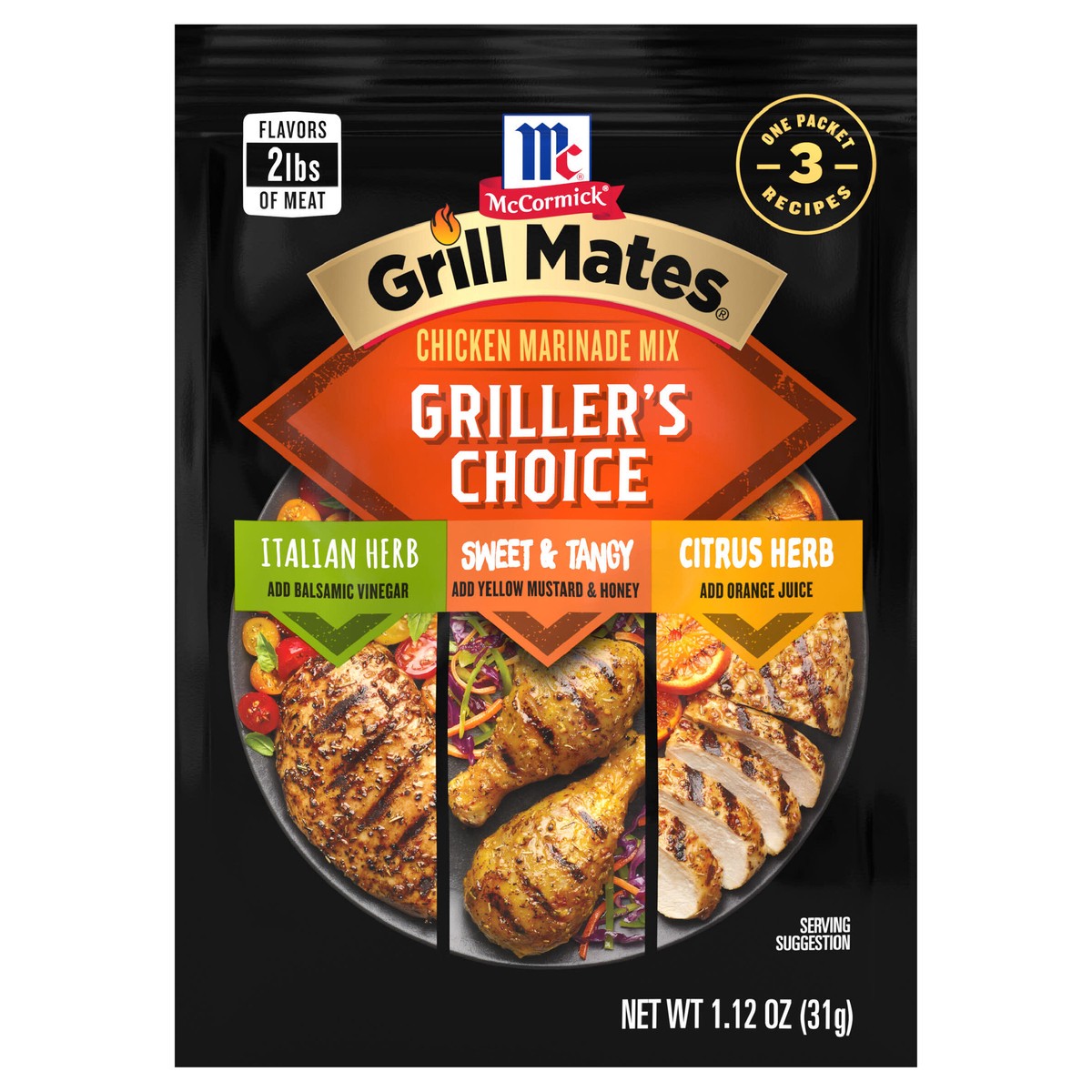 slide 1 of 9, McCormick GRILL MATES Griller's Choice Chicken Marinade Mix, 1.12 oz, 1.12 oz