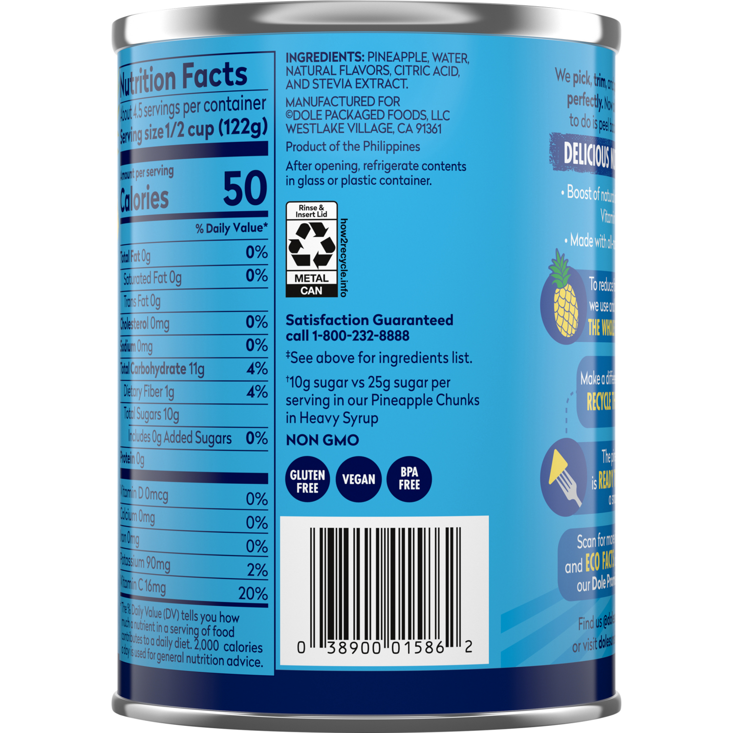 slide 2 of 5, Dole Pineapple Chunk NSA, 20 oz