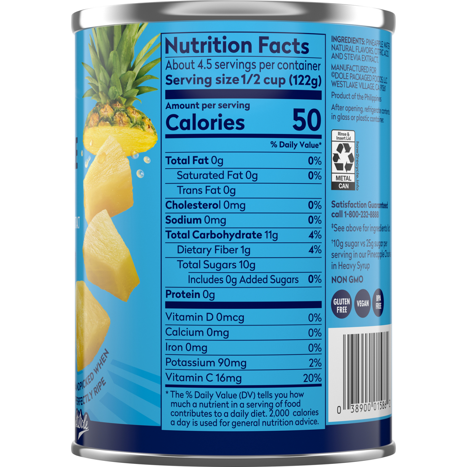 slide 4 of 5, Dole Pineapple Chunk NSA, 20 oz