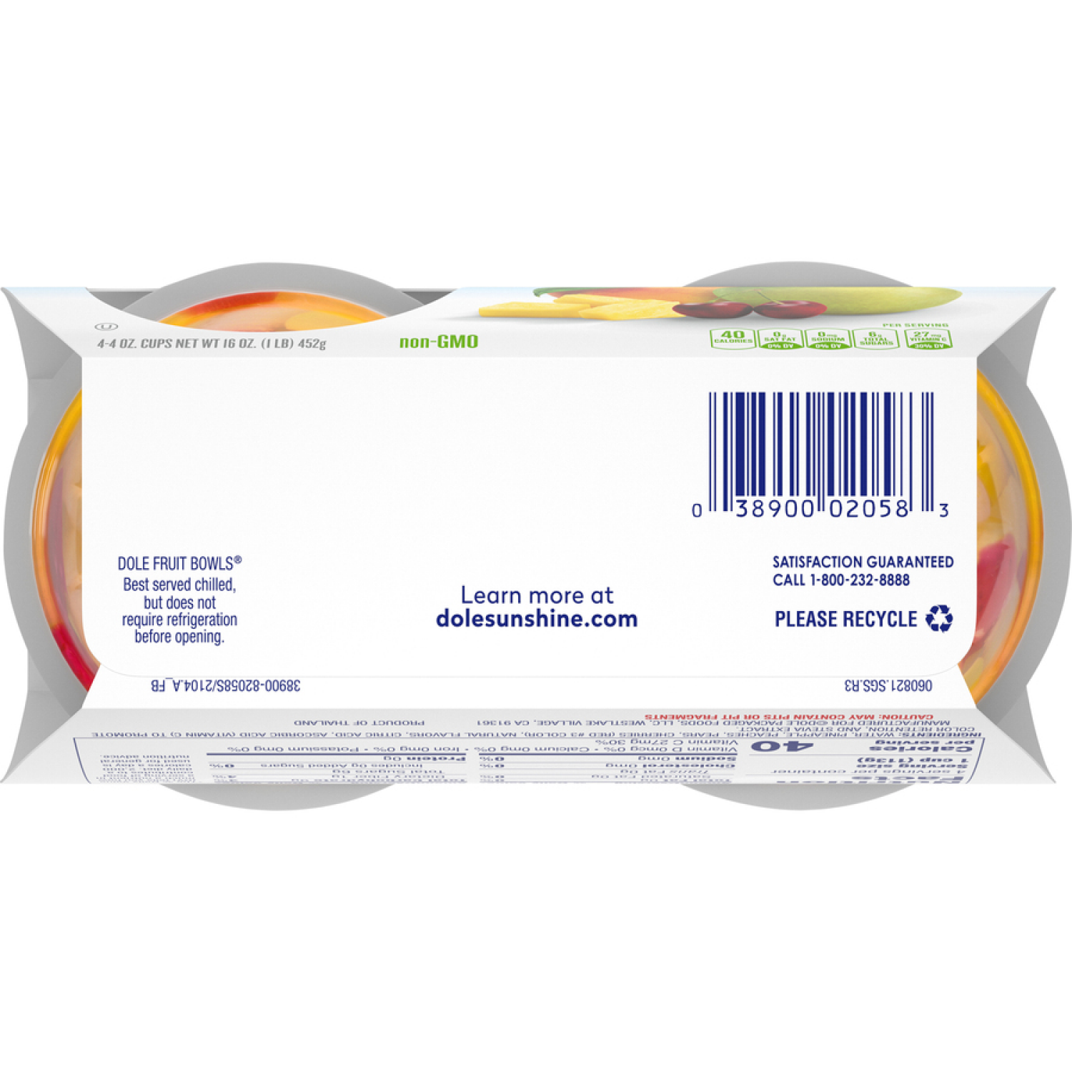 slide 3 of 6, Dole Cherry Mixed Fruit, in Water Sweetened with Stevia Extract, 4 ct