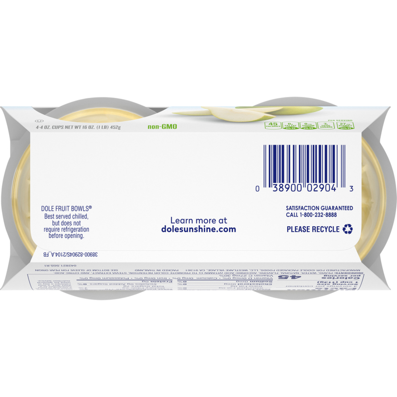 slide 3 of 6, Dole Diced Pears, No Sugar Added, 4 ct