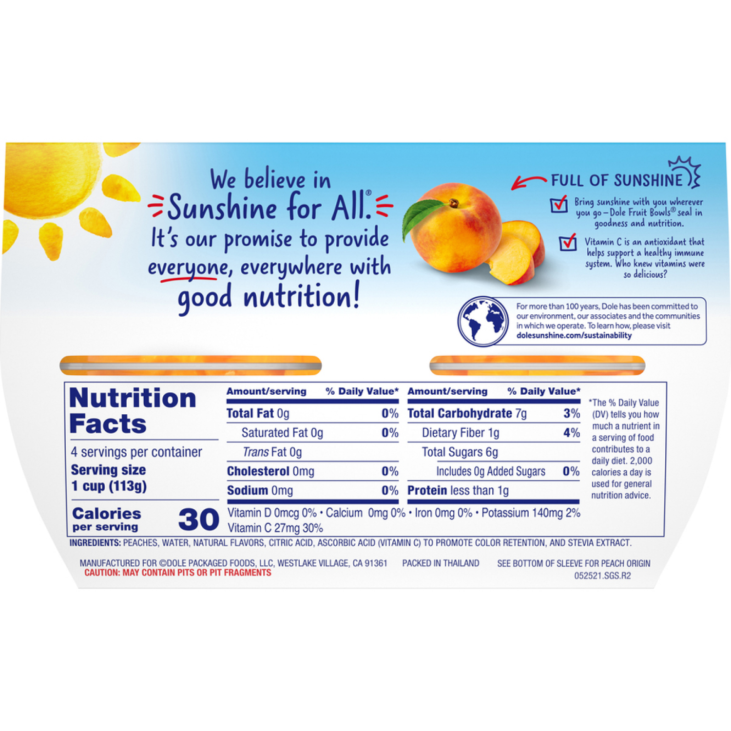 slide 2 of 6, Dole Peaches, No Sugar Added, Yellow Cling, Diced, 4 ct