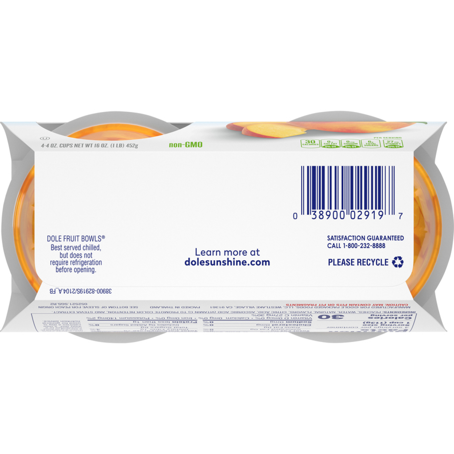 slide 3 of 6, Dole Peaches, No Sugar Added, Yellow Cling, Diced, 4 ct