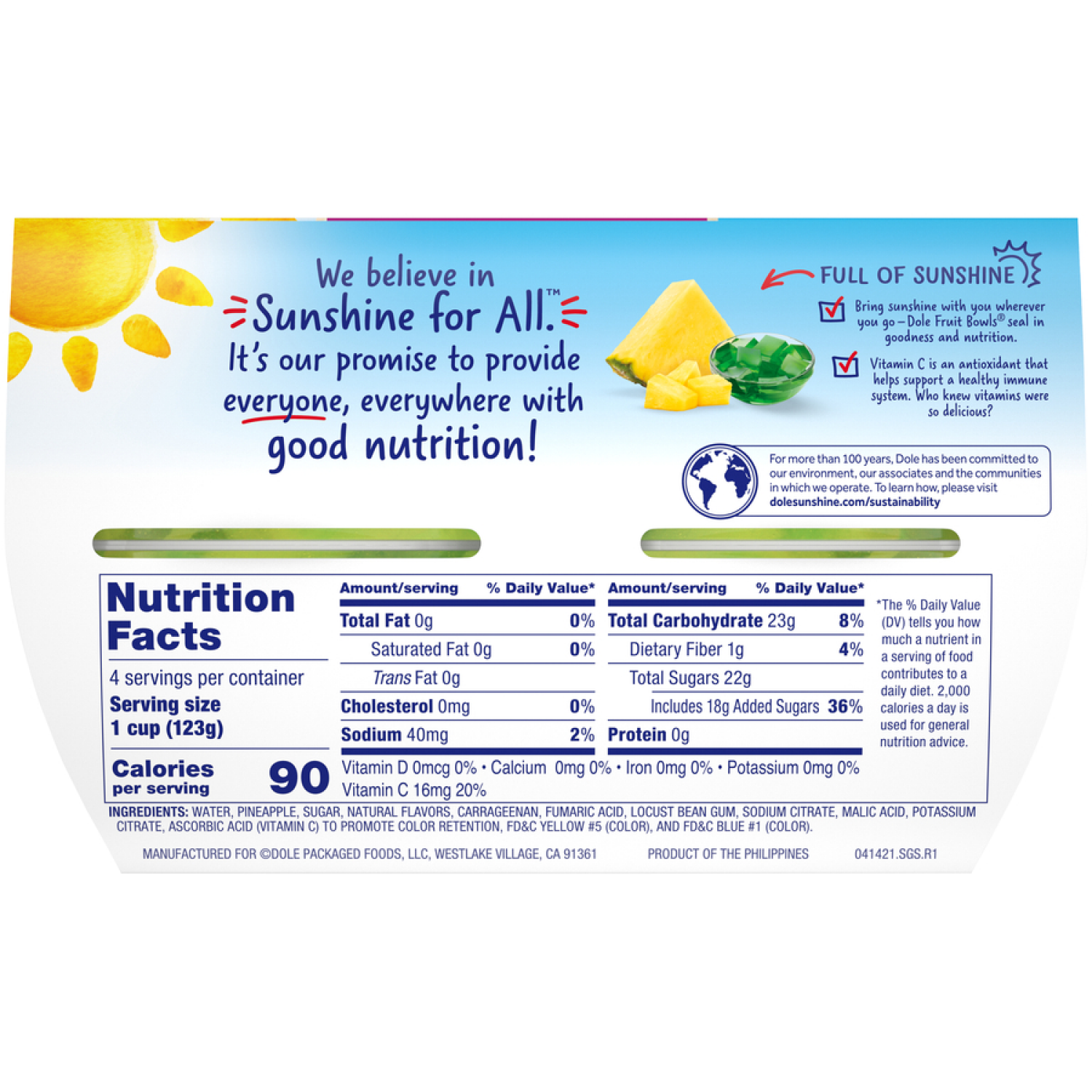 slide 2 of 6, Dole Pineapple In Lime Gel, 4 ct; 4.3 oz