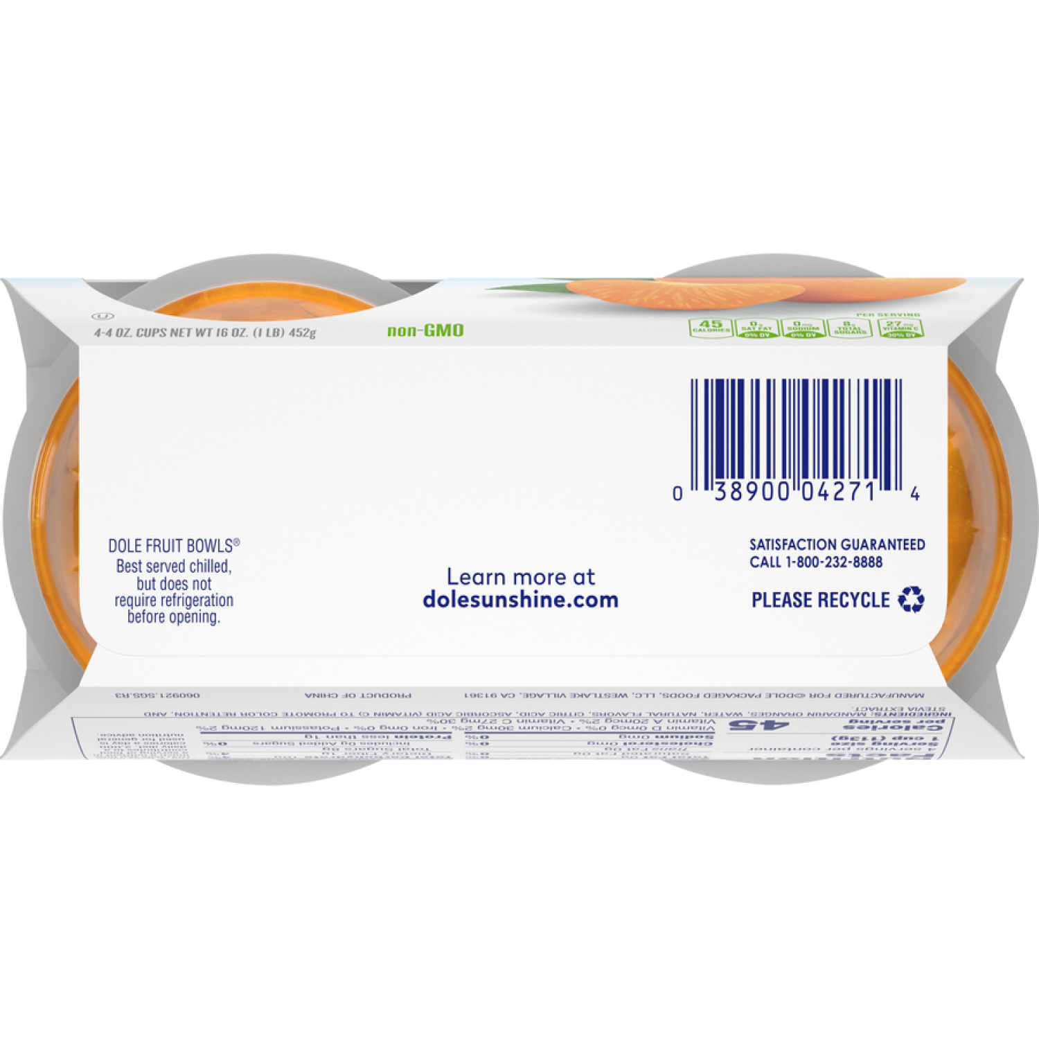 slide 3 of 6, Dole Mandarin Oranges, No Sugar Added, 4 ct