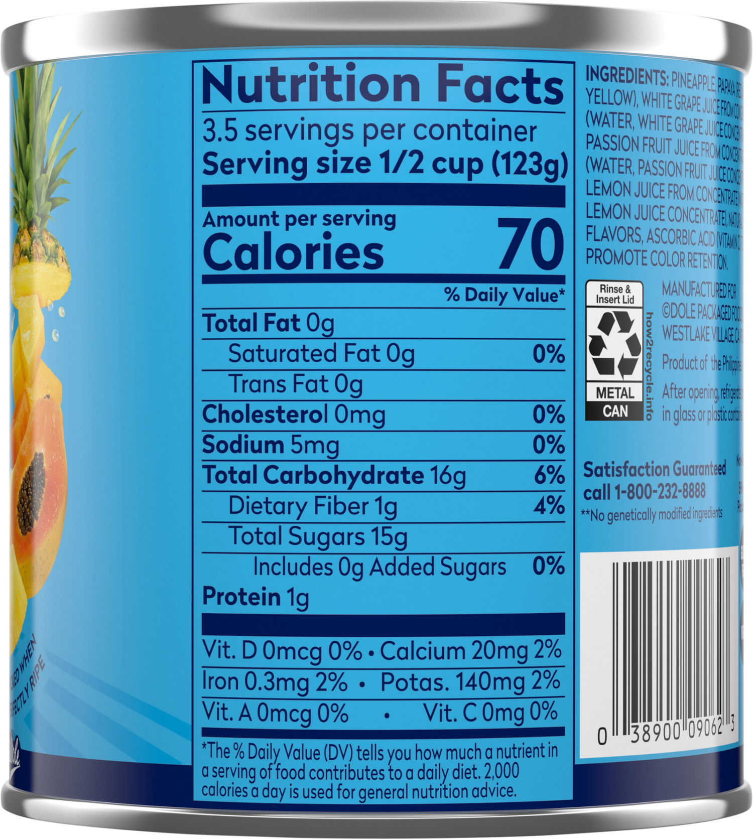 slide 5 of 6, Dole Pineapple & Papaya Tropical Fruit 15.25 oz, 15.25 oz