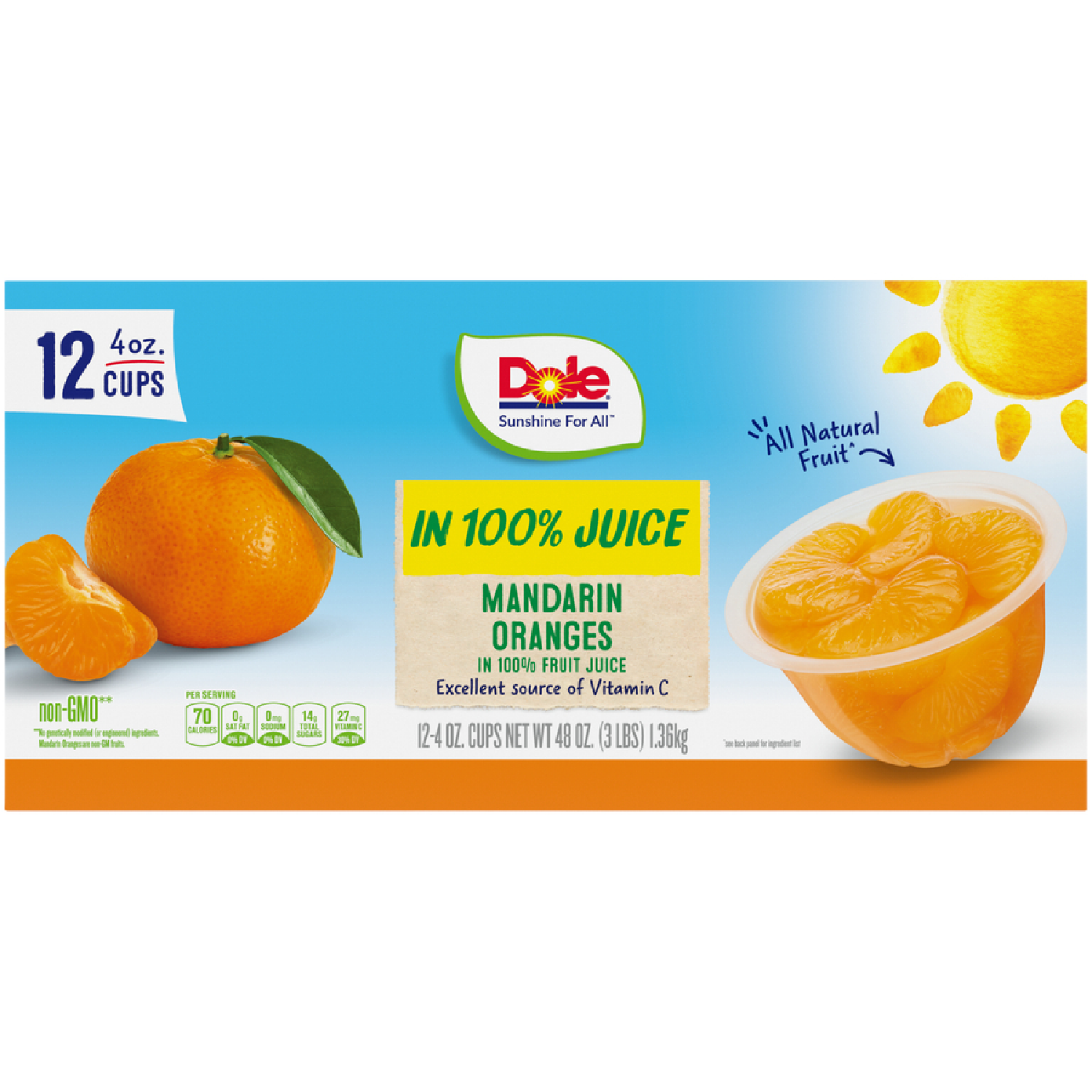 slide 2 of 6, Dole Mandarin Oranges In 100% Fruit Juice, 12 ct; 4 oz