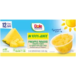DOLE Pineapple Paradise Pineapple Tidbits Fruit Bowl Cups - 12 ct; 4 oz
