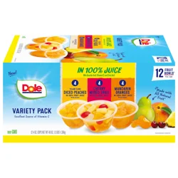 Dole Fruit Bowls Snack in 100% Fruit Juice Variety Pack 12 - 4 oz Cups