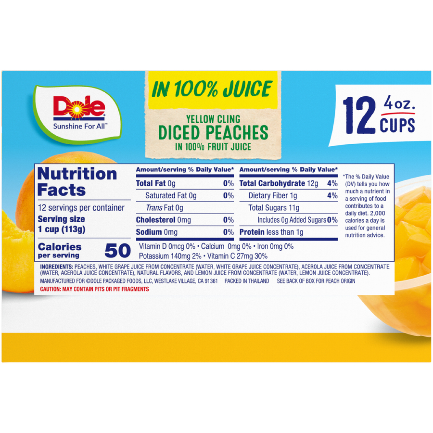 slide 3 of 4, Dole Diced Peaches, Yellow Cling, 12 ct