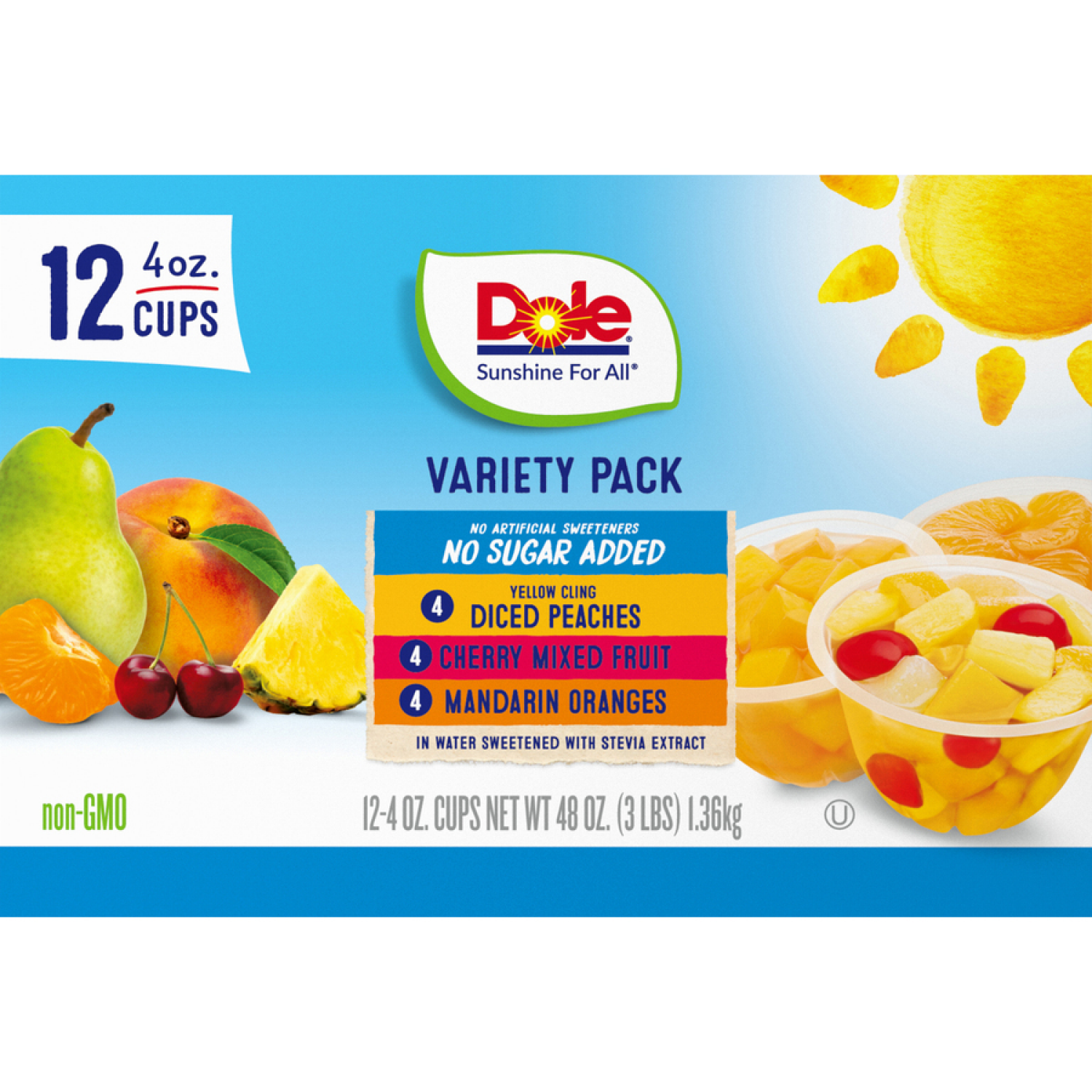 slide 2 of 4, Dole Fruit Bowls, No Sugar Added, Variety Pack, 12 ct