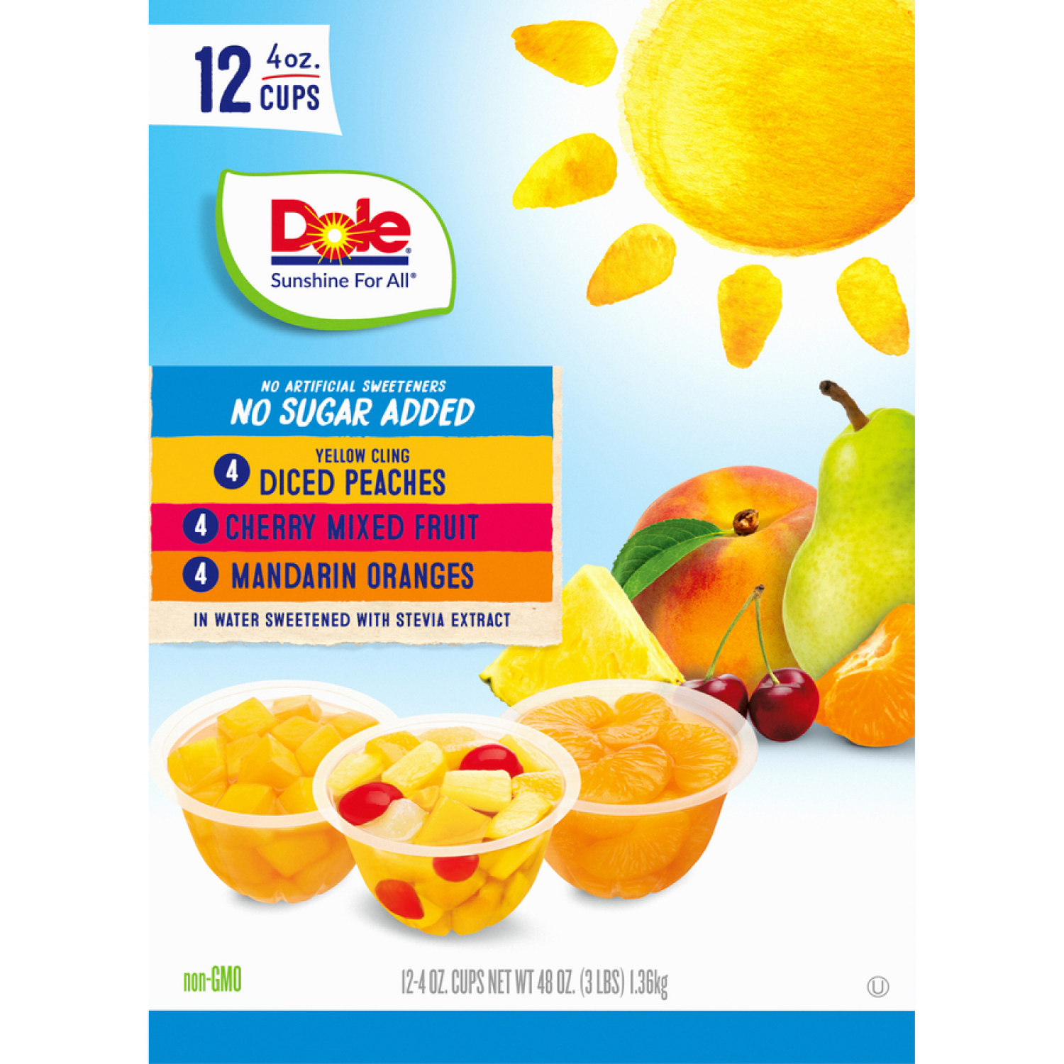 slide 4 of 4, Dole Fruit Bowls, No Sugar Added, Variety Pack, 12 ct