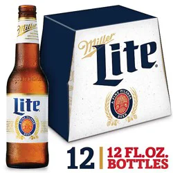 Miller Lite American Style Light Lager Beer 4.2% Abv Bottles - 12-12 Fl. Oz.