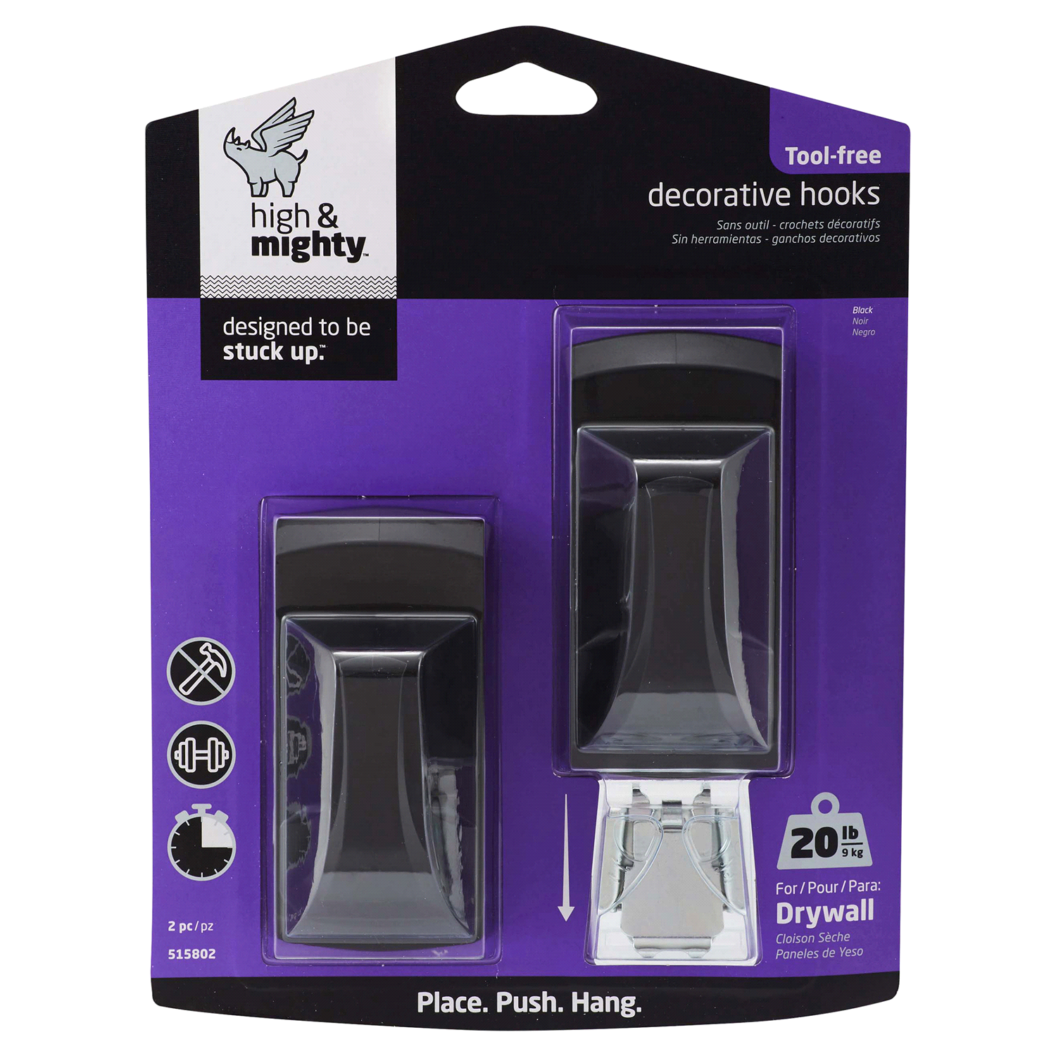 slide 1 of 1, Decorative Hooks Black - High & Mighty, 20 lb