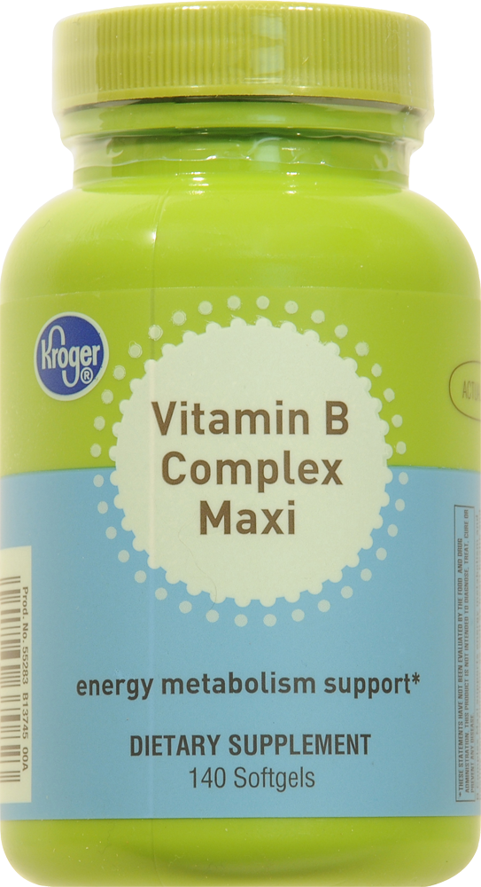 slide 1 of 1, Kroger Vitamin B Complex Maxi Energy Metabolism Support Softgels, 140 ct