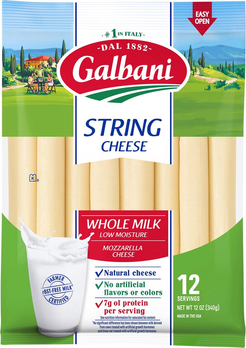 slide 4 of 7, Galbani 12oz Whole Milk String Cheese, 12 oz