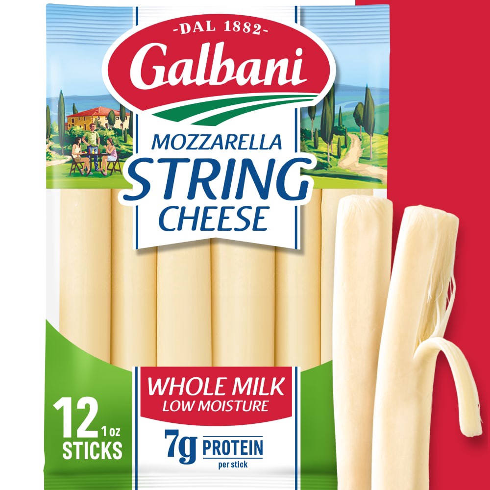 slide 1 of 7, Galbani Whole Milk Low Moisture Mozzarella String Cheese 12 oz, 12 oz