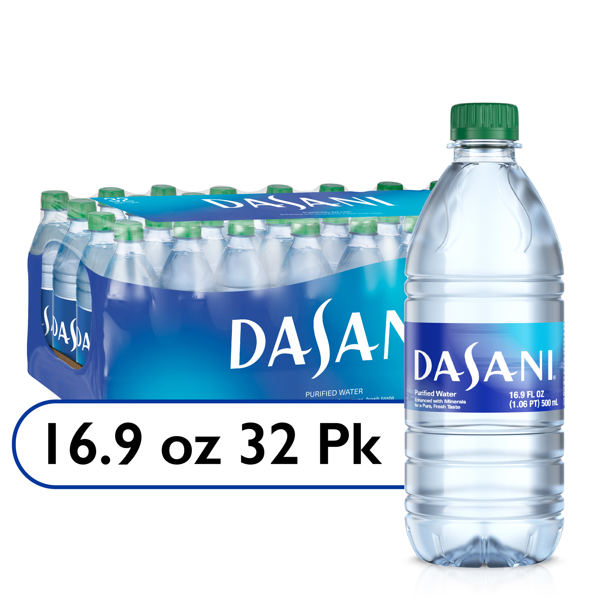 slide 1 of 1, DASANI Purified Water Bottles, 16.9 fl oz, 32 Pack, 32 ct